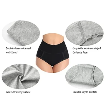 MISSWHO Cotton Womens Underwear Postpartum Essentials High Waisted Panties C Section Tummy Control 6 Pack Briefs For Ladies Size Medium