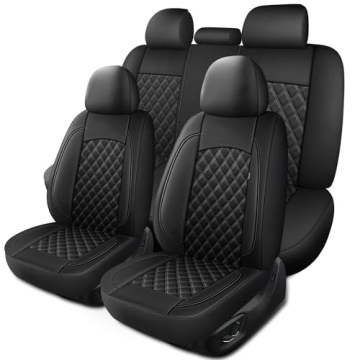 HChengkikz Full Set Car Seat Covers - Waterproof Napa Leather, Universal Fit Black