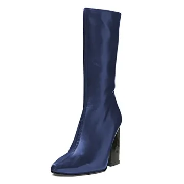 FSJ Classic Pointed Toe Mid Calf Boots for Women