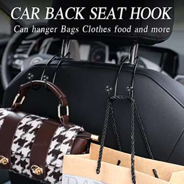 SAVORI Auto Hooks Bling Car Hangers Organizer Seat Headrest Hooks Strong and Durable Backseat Hanger...