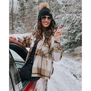 FURTALK Women's Winter Beanie Hat with Faux Fur Pom