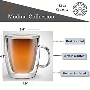 Stone & Mill Double Wall Glass Coffee Mugs Set of 2