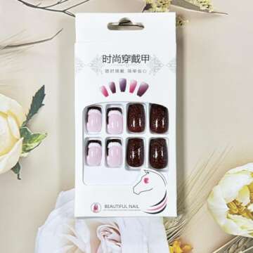 Christmas French Tips Press On Nails Short Square, 24Pcs Christmas Fake Nails Cute Christmas Hat Designs Stick On Nails Christmas Nail Accessories Decorations for Women Girls