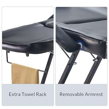 BELLAVIE Adjustable Table Chair Salon Bed for Professional Massage Facial Lash Beauty Treatment Spa Tattoo Eyelash Microblading Esthetician Equipment - Black