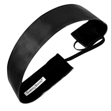 Sweaty Bands Womens Girls Headband - Non-Slip Velvet-Lined Workout Hairband - Wicked Black 1.5-Inch