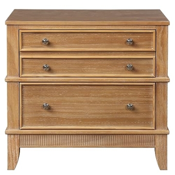 Flieks Wood Nightstand 3 Drawers Bedside Table with Safe Design