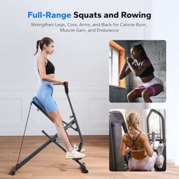 MERACH Squat Machine, 2 in 1 Squat Rowing Machine, Easy Setup & Foldable Exercise Equipment, Glute T...