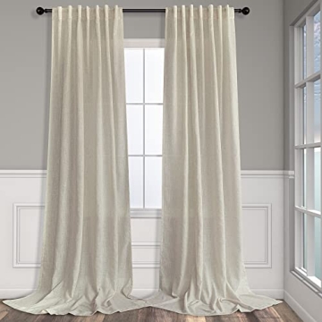 Exquisite Flax Linen Curtains in Natural Beige - 84-Inch Panels – 2 Pack for Cozy Living Spaces