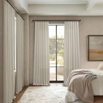 Flax Linen Curtains 84 Inch Semi Sheer Beige for Living Room