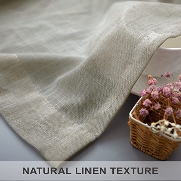 Flax Linen Curtains 84 Inch Semi Sheer Beige for Living Room