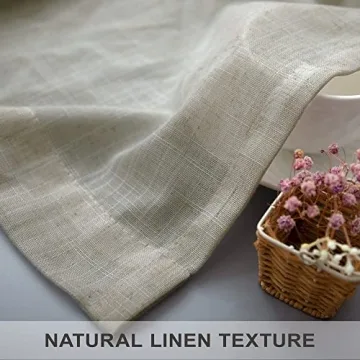 Flax Linen Curtains 84 Inch Semi Sheer Beige for Living Room