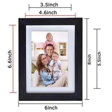 Giftgarden 4x6 Picture Frame Set of 8, 5x7 Matted to Display 4 by 6 Photo with Mat or 5 by 7 without Mat for Wall or Tabletop, Black