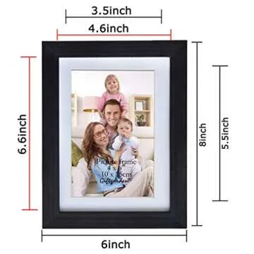 Giftgarden 4x6 Picture Frame Set of 8, 5x7 Matted to Display 4 by 6 Photo with Mat or 5 by 7 without Mat for Wall or Tabletop, Black