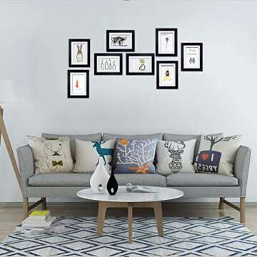 Giftgarden 4x6 Picture Frame Set of 8, 5x7 Matted to Display 4 by 6 Photo with Mat or 5 by 7 without Mat for Wall or Tabletop, Black