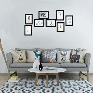 Giftgarden 4x6 Picture Frame Set of 8, 5x7 Matted to Display 4 by 6 Photo with Mat or 5 by 7 without Mat for Wall or Tabletop, Black