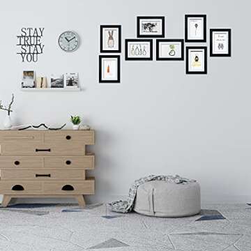 Giftgarden 4x6 Picture Frame Set of 8, 5x7 Matted to Display 4 by 6 Photo with Mat or 5 by 7 without Mat for Wall or Tabletop, Black