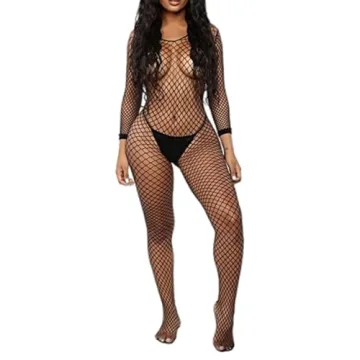 Sexy Mesh BodyStocking Fishnet Lingerie for Romantic Nights - Black