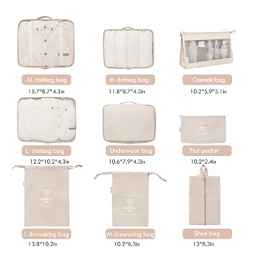 Creechwa Packing Cubes: 9PCS Travel Organizer Set