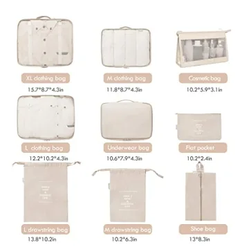 Creechwa Packing Cubes: 9PCS Travel Organizer Set