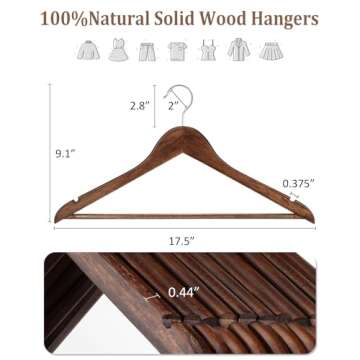 AMKUFO 20 Pack Premium Wooden Suit Hangers - Durable and Non-Slip for All Clothes
