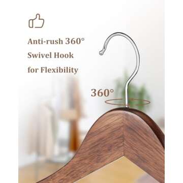 Premium Wooden Hangers Set of 20 Non-Slip Coathangers