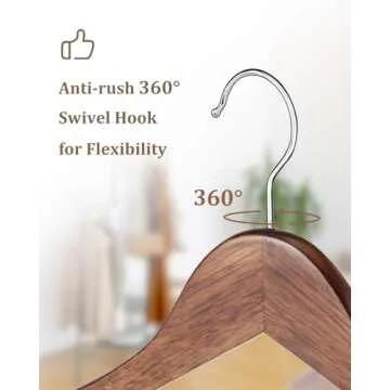 Premium Wooden Hangers Set of 20 Non-Slip Coathangers