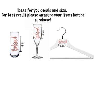Personalized Bridesmaid Vinyl Decal ONLY DIY for Tumblers Cups Rose Gold on Champagne Glasses Maid of Honor Gifts