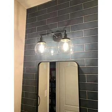 Pathson Vintage 2 Lights Wall Sconces with On Off Switch, Globe Glass Bathroom Vanity Light Fixtures, Industrial Wall Lighting Lamps for Living Room Bedroom