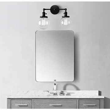 Pathson Vintage 2 Lights Wall Sconces with On Off Switch, Globe Glass Bathroom Vanity Light Fixtures, Industrial Wall Lighting Lamps for Living Room Bedroom