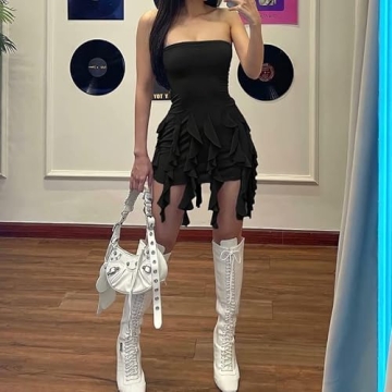 NUFIWI Strapless Mini Dress for Summer Parties and Casual Wear