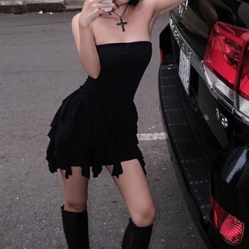 NUFIWI Strapless Mini Dress for Summer Parties and Casual Wear