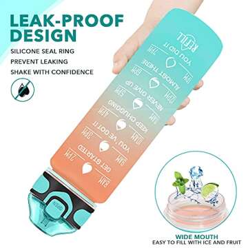 Enerbone 32 oz Water Bottle with Times to Drink and Straw, Motivational Drinking Water Bottles with Carrying Strap, Leakproof BPA & Toxic Free, Ensure You Drink Enough Water for Fitness Gym Outdoor