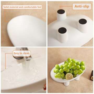 Luvitory Ceramic Fruit Bowl, Ceramic Bowl for Kitchen Counter, Decorative White Large Candy Bowl, Key Bowl for Home Decor Oval Ceramic Bowl Decorative Modern Home Decor 16.54×7.28×7.48 inch