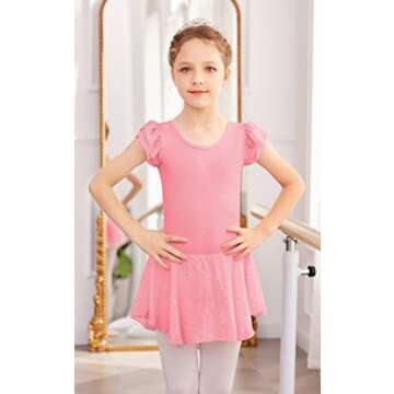 Shiny Ruffle Sleeve Ballet Leotard for Girls - Arshiner