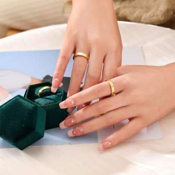 FUNEIA 3PCS 14K Gold Plated Stacking Rings for Women Size 5 to Size 10 Gold Silver Love Friendship Ring Cubic Zirconia Promise Wedding Band Ring Birthday Jewelry Gifts for Her