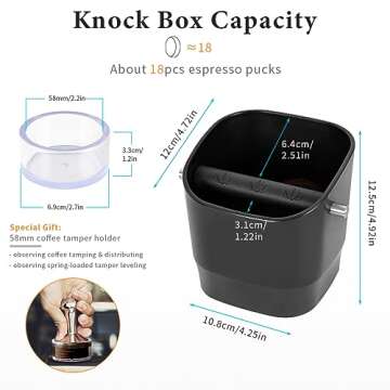Small Espresso Coffee Knock Box - Detachable Knock Box Bar Design and Non-Slip Base Durable Square Coffee Grounds Knock Box for Baristas