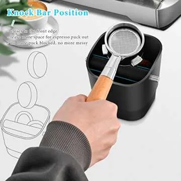 Small Espresso Coffee Knock Box - Detachable Knock Box Bar Design and Non-Slip Base Durable Square Coffee Grounds Knock Box for Baristas