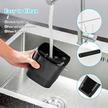 Small Espresso Coffee Knock Box - Detachable Knock Box Bar Design and Non-Slip Base Durable Square Coffee Grounds Knock Box for Baristas