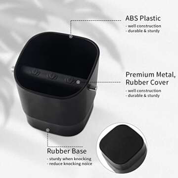 Small Espresso Coffee Knock Box - Detachable Knock Box Bar Design and Non-Slip Base Durable Square Coffee Grounds Knock Box for Baristas