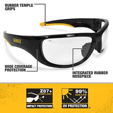DEWALT Dominator Safety Glasses Clear Lens 1C