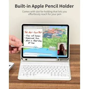 kenke for iPad 10th Generation Case with Keyboard 10.9 inch 2022, Detachable Wireless Bluetooth iPad Keyboard Case Thin & Light with Built-in Left Side Pencil Holder, White Square Keycaps (Cream)