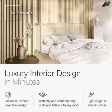 Kansoware Acoustic Wood Wall Veneer Slat Panels - Natural Oak, 16.54 sq ft, Perfect for Interior Des...