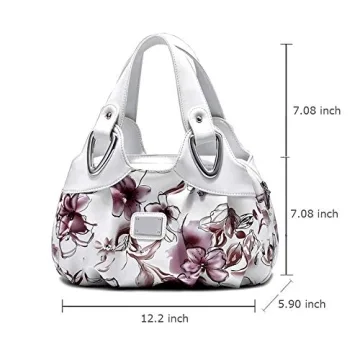 Barsine Vegan Leather Floral Hobo Purse for Women