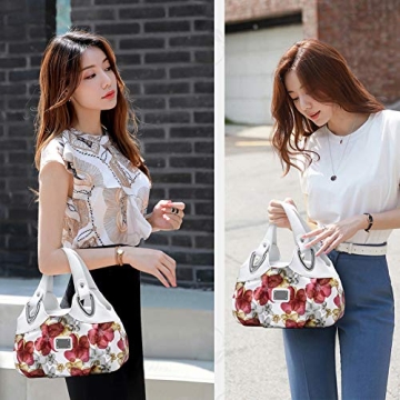 Barsine Vegan Leather Floral Hobo Purse for Women