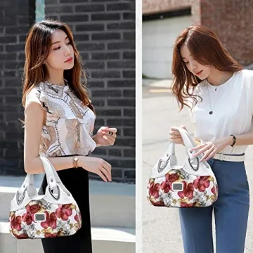 Barsine Vegan Leather Floral Hobo Purse for Women