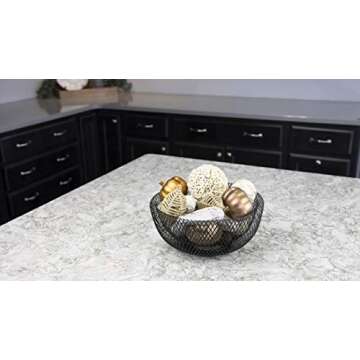 Nifty Large Black Decorative Mesh Bowl – Modern Metal Fruit Basket, Lightweight Double Walled Desi...
