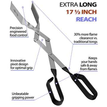 Shark BBQ Tongs - Heavy Duty Metal Grilling Tongs for Ultimate BBQ Experience