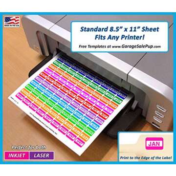 Pack of 1008, 1/2" x 3/4" White Rectangle Labels, 8 1/2 x 11 Inch Sheet, Fits All Laser/Inkjet Printers, 144 Labels per Sheet, 0.5 x 0.75 Inches