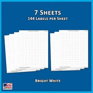 Pack of 1008, 1/2" x 3/4" White Rectangle Labels, 8 1/2 x 11 Inch Sheet, Fits All Laser/Inkjet Printers, 144 Labels per Sheet, 0.5 x 0.75 Inches