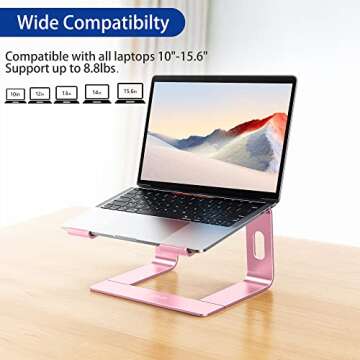 BESIGN LS03 Aluminum Laptop Stand, Ergonomic Detachable Computer Stand, Riser Holder Notebook Stand Compatible with Air, Pro, Dell, HP, Lenovo More 10-15.6" Laptops, Pink